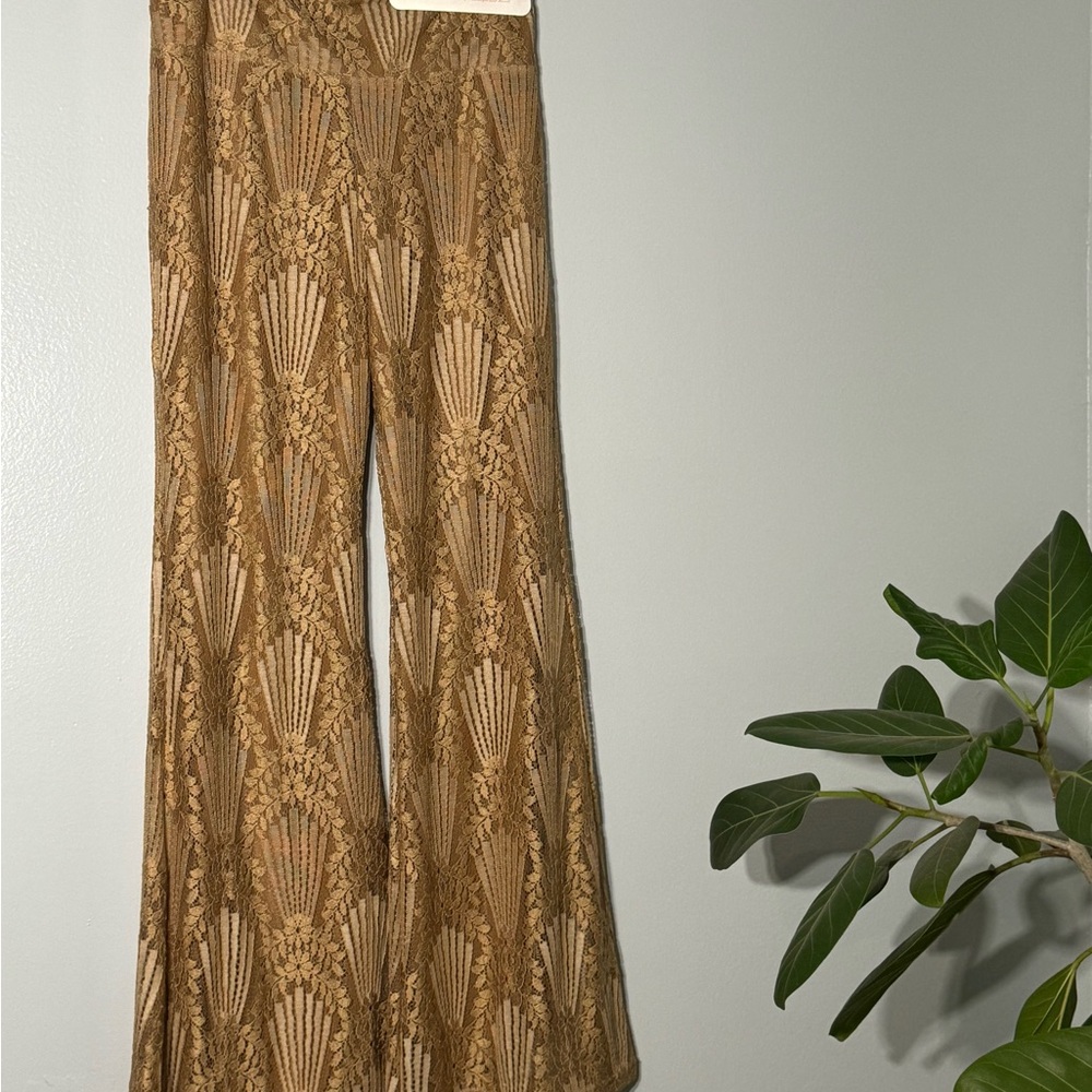 Brown Patterned Wide-Leg Pants - Picture 4 of 6